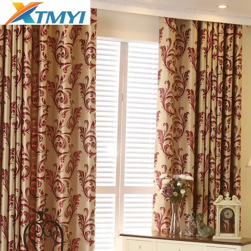 European Printing European Damask Curtains For Living Room