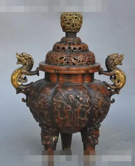 S6194 9"Tibet buddhism Bronze gilt pixiu beast longevity god statue incense burner D0318
S6194 9"Tibet buddhism Bronze gilt pixiu beast longevity god statue incense burner D0318