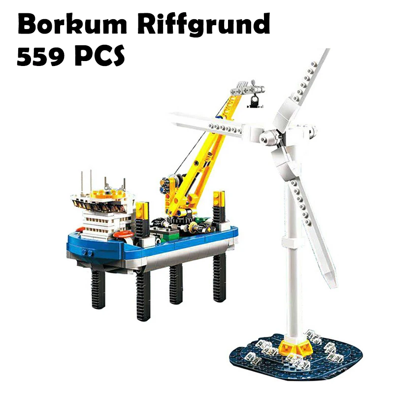 Фото Новинка 37002 игрушки совместимые с Legoing 4002015 Borkum Riffgrund ветряная турбина
