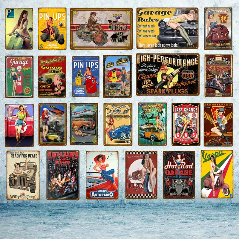 Pin Ups Metal Signs Hod Rod Garage Wall Decor Sexy Lady With Car Trucks Electric Motorcar Vintage Painting Plaque Art Craft
Pin Ups Metal Signs Hod Rod Garage Wall Decor Sexy Lady With Car Trucks Electric Motorcar Vintage Painting Plaque Art Craft