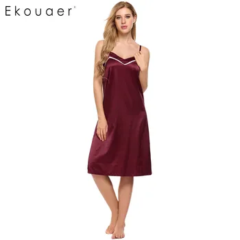 Ekouaer Satin Chemise Slip Nightgown Summer Spaghetti Strap V-Neck Sexy Sleepwear High Quality Patchwork Casual Nightwear
Ekouaer Satin Chemise Slip Nightgown Summer Spaghetti Strap V-Neck Sexy Sleepwear High Quality Patchwork Casual Nightwear
