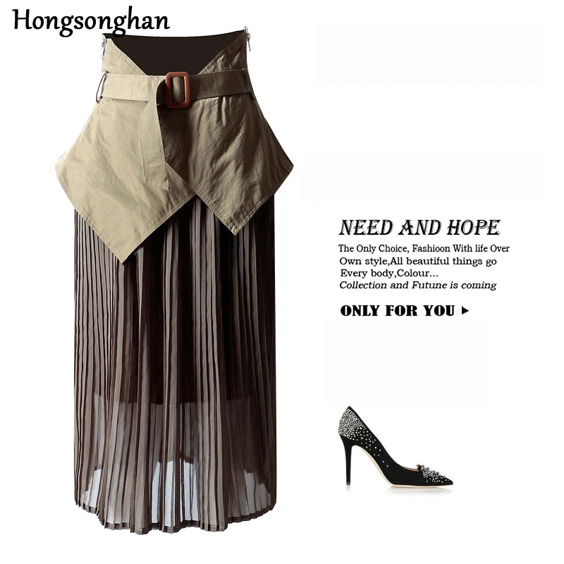 Фото Hongsonghan Woman's elastic sealing corset femal pleated skirts women Waist designer Shaping girdle wide splicing skirt | Женская