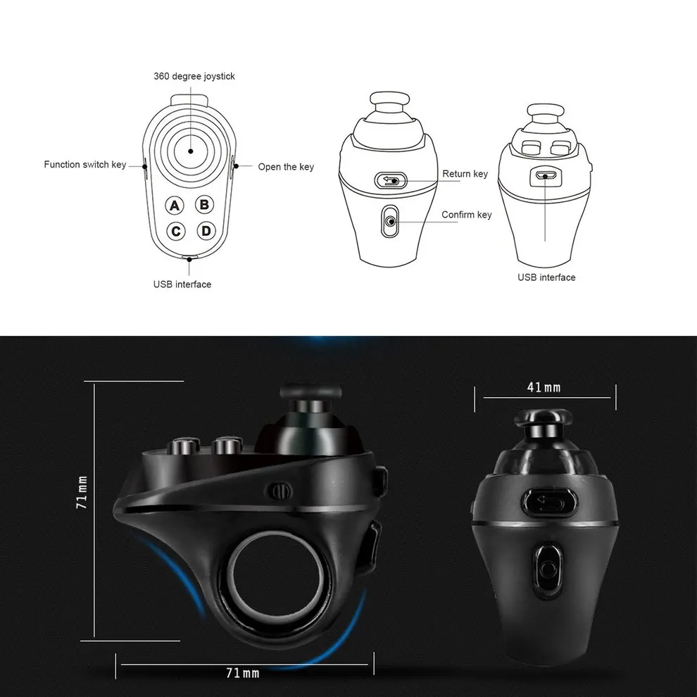 5PCS R1 Wireless Bluetooth Gamepad Mini Ring Bluetooth4.0 Rechargeable Wireless VR Remote Game Controller Joystick
5PCS R1 Wireless Bluetooth Gamepad Mini Ring Bluetooth4.0 Rechargeable Wireless VR Remote Game Controller Joystick