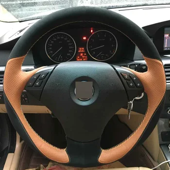 DIY Hand-stitched Steering Wheel Cover Orang Leather Black Suede for BMW E60 E61 520i 520li 523 523 523li 525 525i 530 530i 535
DIY Hand-stitched Steering Wheel Cover Orang Leather Black Suede for BMW E60 E61 520i 520li 523 523 523li 525 525i 530 530i 535