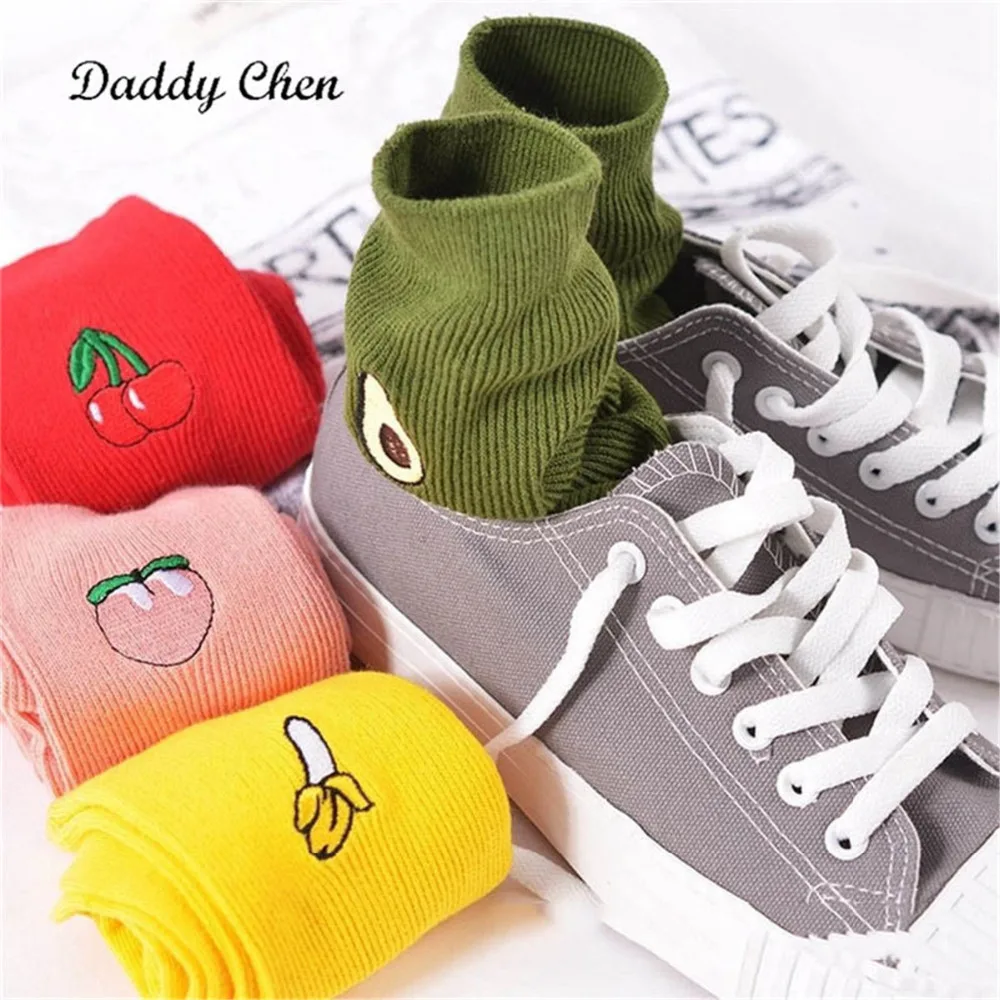 Cute Cartoon Fruit Printed Avocado Banana Cherry Peach Girls Kawaii Socks Meias Korean Harajuku Embroidery Pile Heap Funny Socks
Cute Cartoon Fruit Printed Avocado Banana Cherry Peach Girls Kawaii Socks Meias Korean Harajuku Embroidery Pile Heap Funny Socks