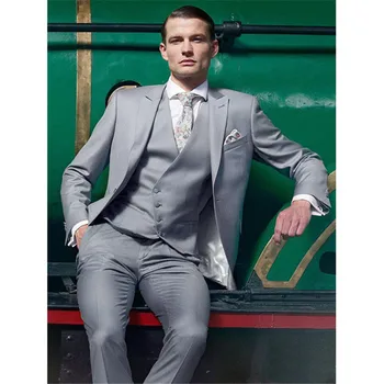Grey mens wedding suits 2019 new costume homme pointed lapel men groom suit one button terno masculino (clothes+pants+Vest+tie)
Grey mens wedding suits 2019 new costume homme pointed lapel men groom suit one button terno masculino (clothes+pants+Vest+tie)