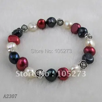 Stunning!pear bracelet AA 6-7MM White purple black color Genuine Freshwater pearl & Silvers Elastic bracelet free shipping A2307
Stunning!pear bracelet AA 6-7MM White purple black color Genuine Freshwater pearl & Silvers Elastic bracelet free shipping A2307