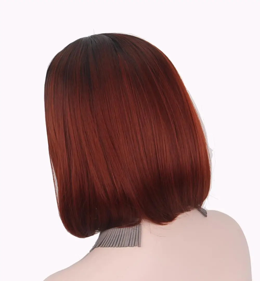 red bob wig no bangs