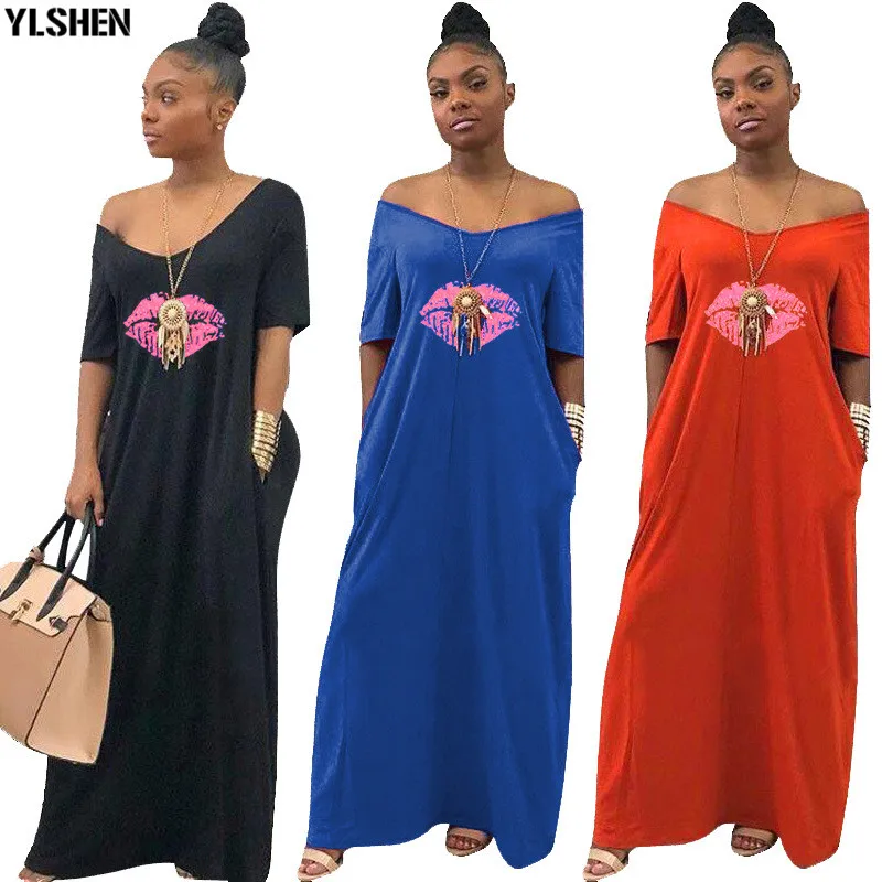 2019 Women Sexy Summer Boho Dress Plus Size Lip Print Loose Cute Party Maxi Dresses Robe Femme Long Beach Dress Vestidos
2019 Women Sexy Summer Boho Dress Plus Size Lip Print Loose Cute Party Maxi Dresses Robe Femme Long Beach Dress Vestidos