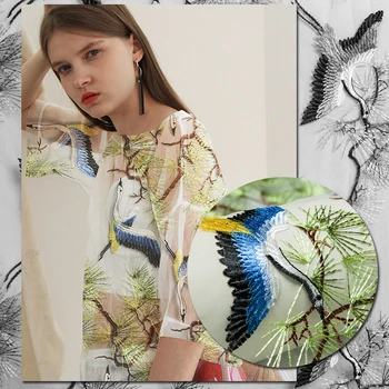 Chinese style birds/crane and pine trees pattern embroidery sheer mesh fabric,sewing for dress,skirt,wedding,craft by the yard
Chinese style birds/crane and pine trees pattern embroidery sheer mesh fabric,sewing for dress,skirt,wedding,craft by the yard