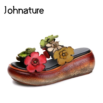 Johnature Genuine Leather Slippers Floral Summer Platform Sandals National Style Totem Outside Wedges Slides Women Shoes
Johnature Genuine Leather Slippers Floral Summer Platform Sandals National Style Totem Outside Wedges Slides Women Shoes