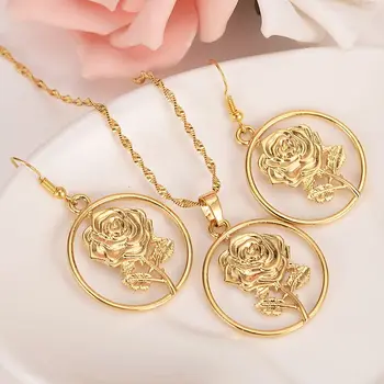 Lucky Rich Jewelry set big Golden Earrings Pendant Necklace Chain Rose Flower Lady 24 K Yellow Gold Filled
Lucky Rich Jewelry set big Golden Earrings Pendant Necklace Chain Rose Flower Lady 24 K Yellow Gold Filled