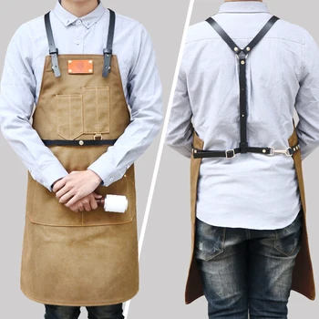 Fashion cowboy canvas leather apron cafe uniforms straps aprons hair stylist restaurant
Fashion cowboy canvas leather apron cafe uniforms straps aprons hair stylist restaurant