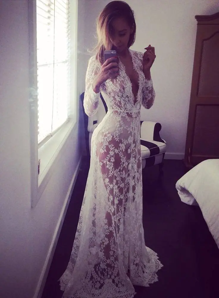 white see thru lace dress