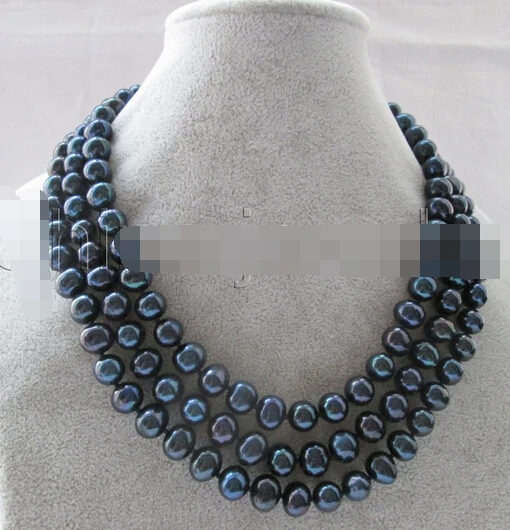 huij 003459 Beautiful 3row 9-10mm black round freshwater pearl necklace - shell flower
huij 003459 Beautiful 3row 9-10mm black round freshwater pearl necklace - shell flower