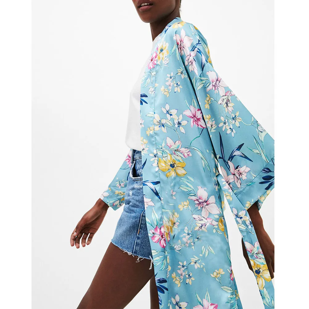 Women Blouses XXXL Plus Size Kimono Satin Floral Print Open Front Tie Loose Thin Long Elegant Bikini Cover Ups Cardigan Blue
Women Blouses XXXL Plus Size Kimono Satin Floral Print Open Front Tie Loose Thin Long Elegant Bikini Cover Ups Cardigan Blue