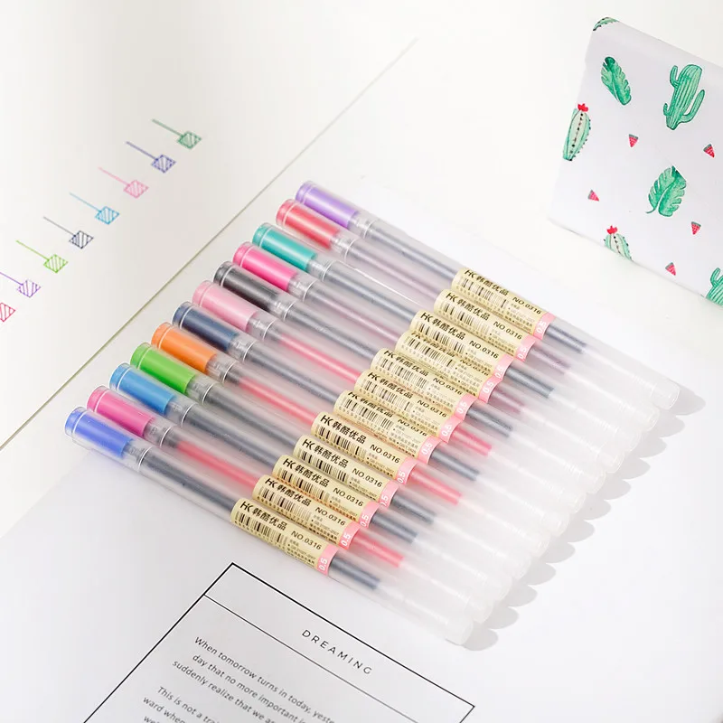 12 Pcs/lot Colorfule Ink Pen Papelaria 0.5mm Gel Pen Maker Pen Material Escola Korean Stationery School Supplies Office Supply
12 Pcs/lot Colorfule Ink Pen Papelaria 0.5mm Gel Pen Maker Pen Material Escola Korean Stationery School Supplies Office Supply