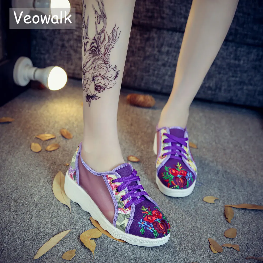 Veowalk Breathable Gauze Design Women Floral Embroidered Flat Platforms Summer Fashion Ladies Casual Lace-up Shoes Zapatos Mujer
Veowalk Breathable Gauze Design Women Floral Embroidered Flat Platforms Summer Fashion Ladies Casual Lace-up Shoes Zapatos Mujer