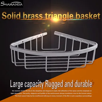 Solid Brass Chrome Finished Wall Mounted Bathroom Triangle Basket Corner Rack Single Shelf Soap Basket Bathroom Accessories
Solid Brass Chrome Finished Wall Mounted Bathroom Triangle Basket Corner Rack Single Shelf Soap Basket Bathroom Accessories
