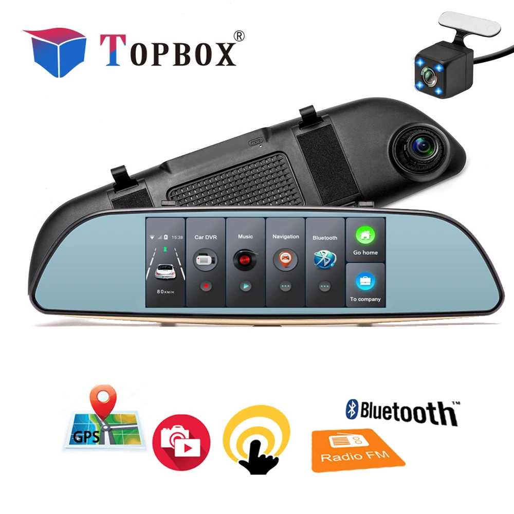 Topbox Car DVR 3G Mirror 7" Dash Cam Full HD 1080P Video Recorder Camera Android 5.0 GPS Rearview Mirror Registrar
Topbox Car DVR 3G Mirror 7" Dash Cam Full HD 1080P Video Recorder Camera Android 5.0 GPS Rearview Mirror Registrar