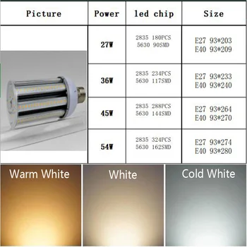 6pcs/lot DHL free Super Bright LED Corn Light 27W 36W 45W 54W SMD5730 AC85-265V Warm/Cool White E27 E40 High Bay Light Corn Lamp
6pcs/lot DHL free Super Bright LED Corn Light 27W 36W 45W 54W SMD5730 AC85-265V Warm/Cool White E27 E40 High Bay Light Corn Lamp