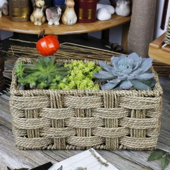 Wicker Weaving Storage Basket Rattan Cosmetics Tea Picnic Food Bread Fruit Storage Box Flower Plant Pot Home Garden Organizer