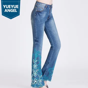 Fashion Ladies Crystal Emroidered Flares Skinny Wide Leg Jeans Women Beads Sexy High Waist Push Up Denim Pants Washed Plus Size
Fashion Ladies Crystal Emroidered Flares Skinny Wide Leg Jeans Women Beads Sexy High Waist Push Up Denim Pants Washed Plus Size