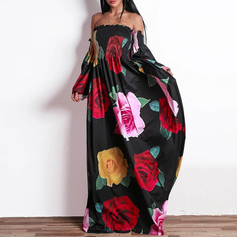 Floral Printed Sexy Boho Maxi Woman Dress Long Sleeve Batwing Sleeve Vintage Beach Dresses Summer Strapless Party Vestido
Floral Printed Sexy Boho Maxi Woman Dress Long Sleeve Batwing Sleeve Vintage Beach Dresses Summer Strapless Party Vestido
