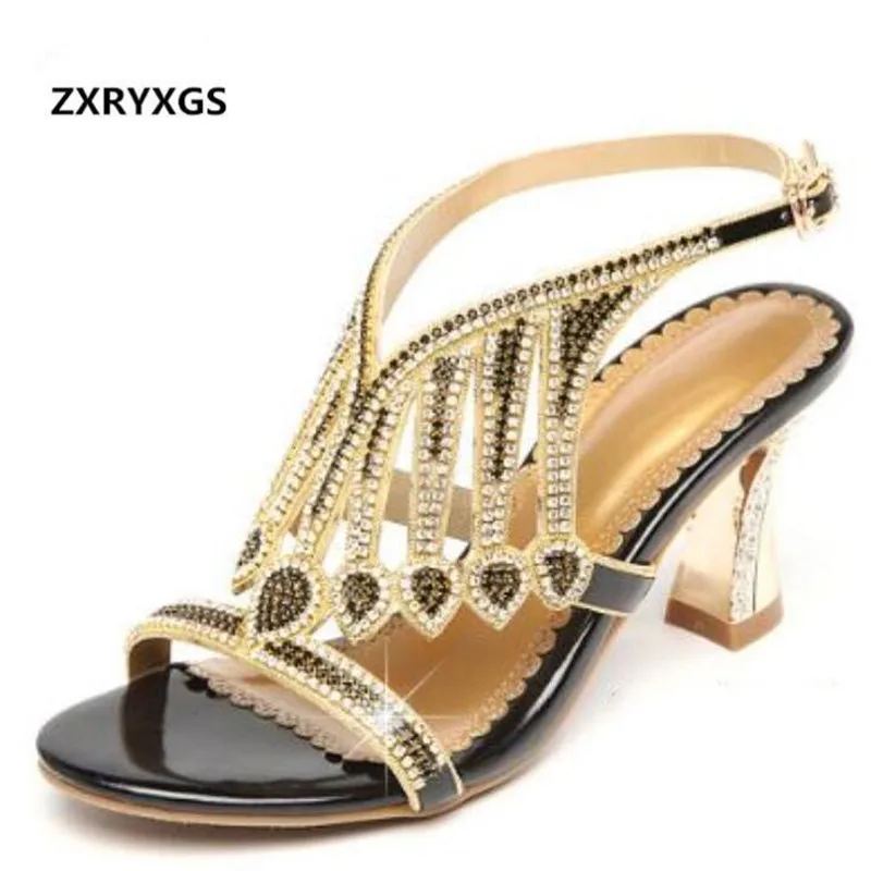 New Summer Sexy Rhinestone Sandals Women High Heel Shoes Genuine Leather Shoes Fashion Sandals Rough with Roman Women Sandals
New Summer Sexy Rhinestone Sandals Women High Heel Shoes Genuine Leather Shoes Fashion Sandals Rough with Roman Women Sandals