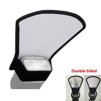2-in-1 Silver/White Camera Flash Diffuser Double-sided Flash Softbox Photo Light Reflector For Canon Cameras difusor flash
