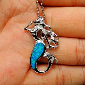 Hot Selling 925 Sterling Silver Mermaid Opal Pendant Blue Fire Opal Pendant Necklace for Women Gift
Hot Selling 925 Sterling Silver Mermaid Opal Pendant Blue Fire Opal Pendant Necklace for Women Gift