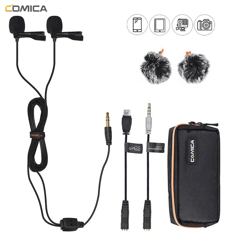 Comica CVM-D02 Dual Lavalier Lapel Microphone Clip-on interview mic for iPhone Android Smartphone for Sony Canon Nikon Cameras
Comica CVM-D02 Dual Lavalier Lapel Microphone Clip-on interview mic for iPhone Android Smartphone for Sony Canon Nikon Cameras