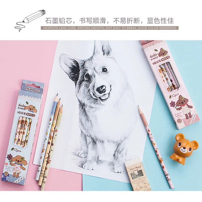 12Pcs/Set Pencil Wooden Pencils HB Pencil Eco-friendly Dog Puppy Printing Standard Pencil Stationery Office School Supplies
12Pcs/Set Pencil Wooden Pencils HB Pencil Eco-friendly Dog Puppy Printing Standard Pencil Stationery Office School Supplies