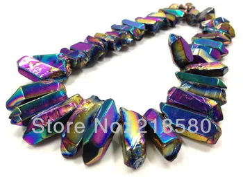 H-TB02 Polished Smooth Titanium Rainbow Quartz Sticks Crystal Points Spikes Drilled Briolettes Beads 16 inch Strand 12 -36 mm
H-TB02 Polished Smooth Titanium Rainbow Quartz Sticks Crystal Points Spikes Drilled Briolettes Beads 16 inch Strand 12 -36 mm