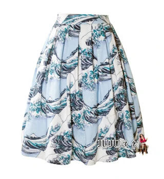 2016 Europe And America New Vintage Print Blue Waves Umbrella Skirt Audrey Hepburn Small Fresh Literary Range Lady Skirt
2016 Europe And America New Vintage Print Blue Waves Umbrella Skirt Audrey Hepburn Small Fresh Literary Range Lady Skirt