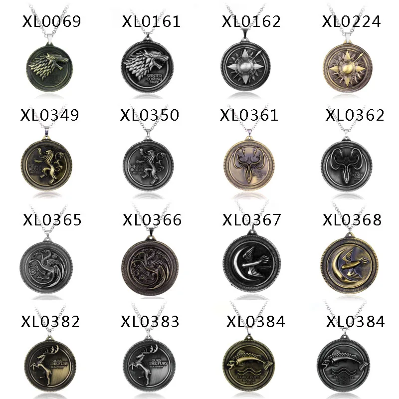 18 Styles Game of Thrones Necklace House Stark Winter Is Coming Antique Bronze Coin Metal Pendant Fashion Jewelry Accessories
18 Styles Game of Thrones Necklace House Stark Winter Is Coming Antique Bronze Coin Metal Pendant Fashion Jewelry Accessories