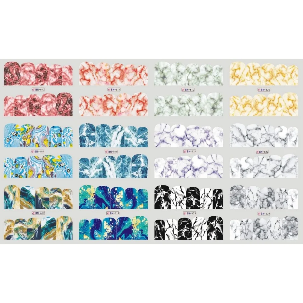 12 PACK/ LOT WATER DECAL NAIL ART NAIL STICKER FULL COVER COLORFUL MARBLE STONE LINE PATTERN BN613-624
12 PACK/ LOT WATER DECAL NAIL ART NAIL STICKER FULL COVER COLORFUL MARBLE STONE LINE PATTERN BN613-624