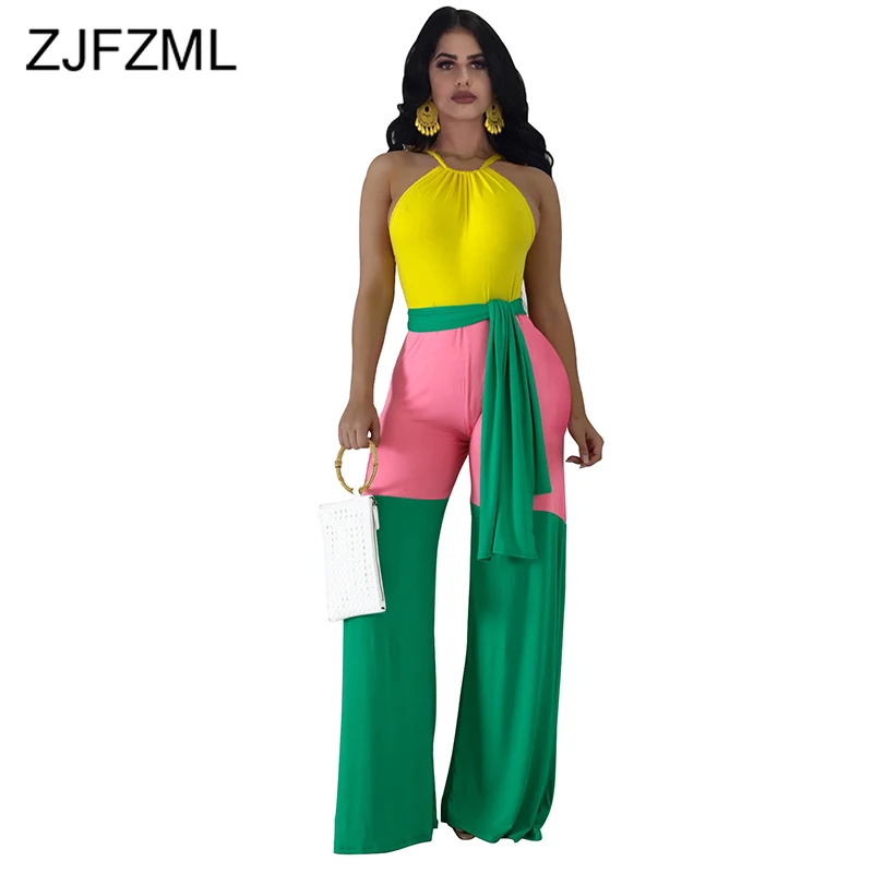 Color Block Sexy Plus Size Jumpsuit Women Spaghetti Strap Sleeveless Wide Leg Romper Summer High Waist Sashes Club Party Overall
Color Block Sexy Plus Size Jumpsuit Women Spaghetti Strap Sleeveless Wide Leg Romper Summer High Waist Sashes Club Party Overall