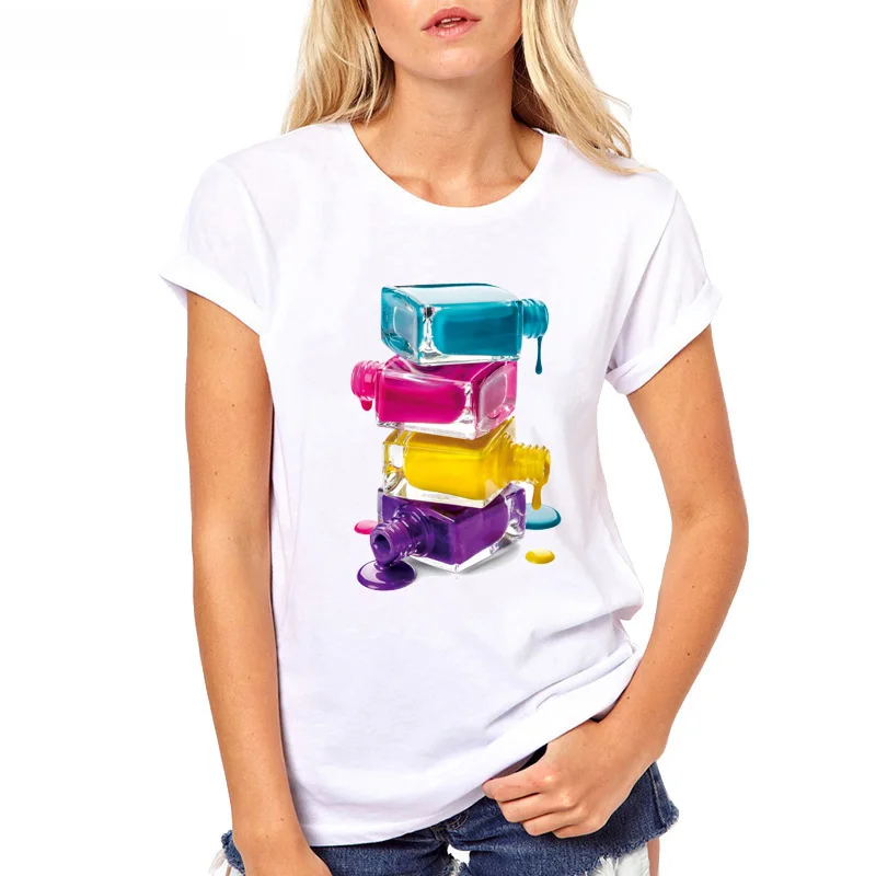 2019 Hot Sale Cool Tee Colorful Nail Polish T Shirt Women Summer Tops Female t-shirt Clothing Short Sleeve tee for girls
2019 Hot Sale Cool Tee Colorful Nail Polish T Shirt Women Summer Tops Female t-shirt Clothing Short Sleeve tee for girls
