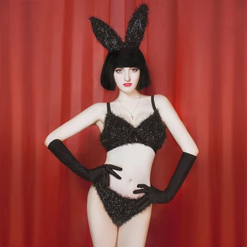 Sexy Bunny Girl High-end Female Nightclub Bar Costumes Shining Black Bikini Dancer Teams Jazz Dancing Performance Outfit DJ DS
Sexy Bunny Girl High-end Female Nightclub Bar Costumes Shining Black Bikini Dancer Teams Jazz Dancing Performance Outfit DJ DS