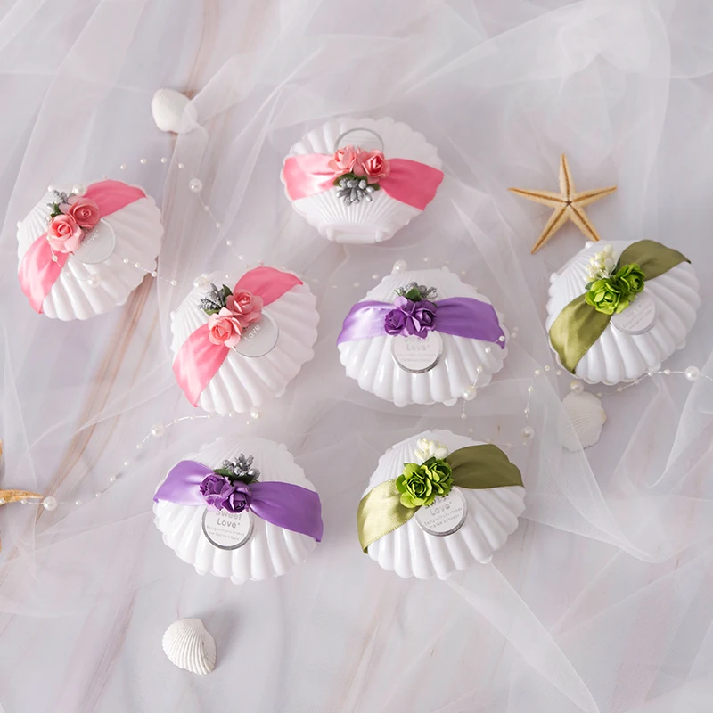 20 PCS/Set Creative Windbell Shell Conch Candy Box chocolate box With Bow Ribbon Wedding Candy Gift Boxes Party Supplies
20 PCS/Set Creative Windbell Shell Conch Candy Box chocolate box With Bow Ribbon Wedding Candy Gift Boxes Party Supplies