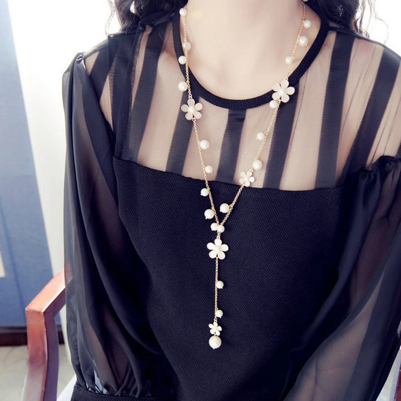 New Flower Long Necklace for Women Fashion Simulated Pearl Jewelry Tassel Perlas Necklaces & Pendants Bijoux Femme Perle
New Flower Long Necklace for Women Fashion Simulated Pearl Jewelry Tassel Perlas Necklaces & Pendants Bijoux Femme Perle