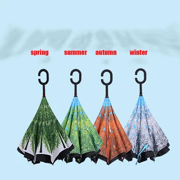 Fashion Windproof Double Layer Reverse Folding Inverted Rain Umbrella rain women Self Stand Rain Protection C-Hook Hands For Car
Fashion Windproof Double Layer Reverse Folding Inverted Rain Umbrella rain women Self Stand Rain Protection C-Hook Hands For Car