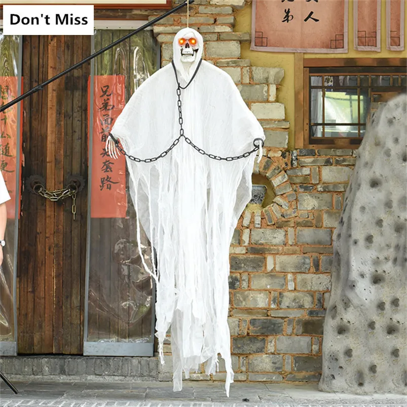 210cm Big Size Hanging Ghost White Ghost Voice Control Glowing Toys Large Hanging Skull Head Ghost Vampire Monster Decoration
210cm Big Size Hanging Ghost White Ghost Voice Control Glowing Toys Large Hanging Skull Head Ghost Vampire Monster Decoration