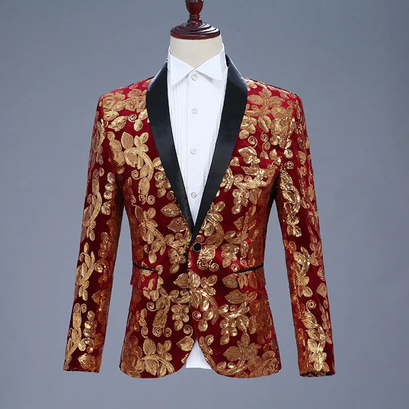 Mens Sequin Suit Burgundy Men Prom Suits Gold Men Prom Tuxedos Punk Style Jacket Singer Heren Colberts Men's Stage Costumes
Mens Sequin Suit Burgundy Men Prom Suits Gold Men Prom Tuxedos Punk Style Jacket Singer Heren Colberts Men's Stage Costumes
