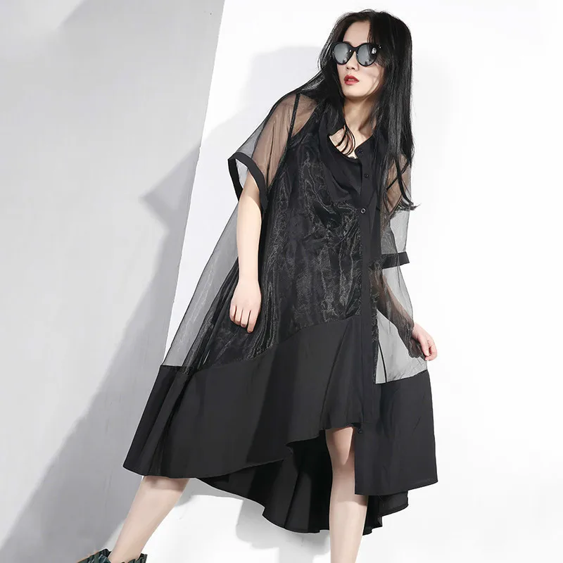 LANMREM Europe Large Size Irregular Dresses For Women Summer New Two-piece Loose Sexy Mesh Patchwork Dress Short Sleeve Vestido
LANMREM Europe Large Size Irregular Dresses For Women Summer New Two-piece Loose Sexy Mesh Patchwork Dress Short Sleeve Vestido