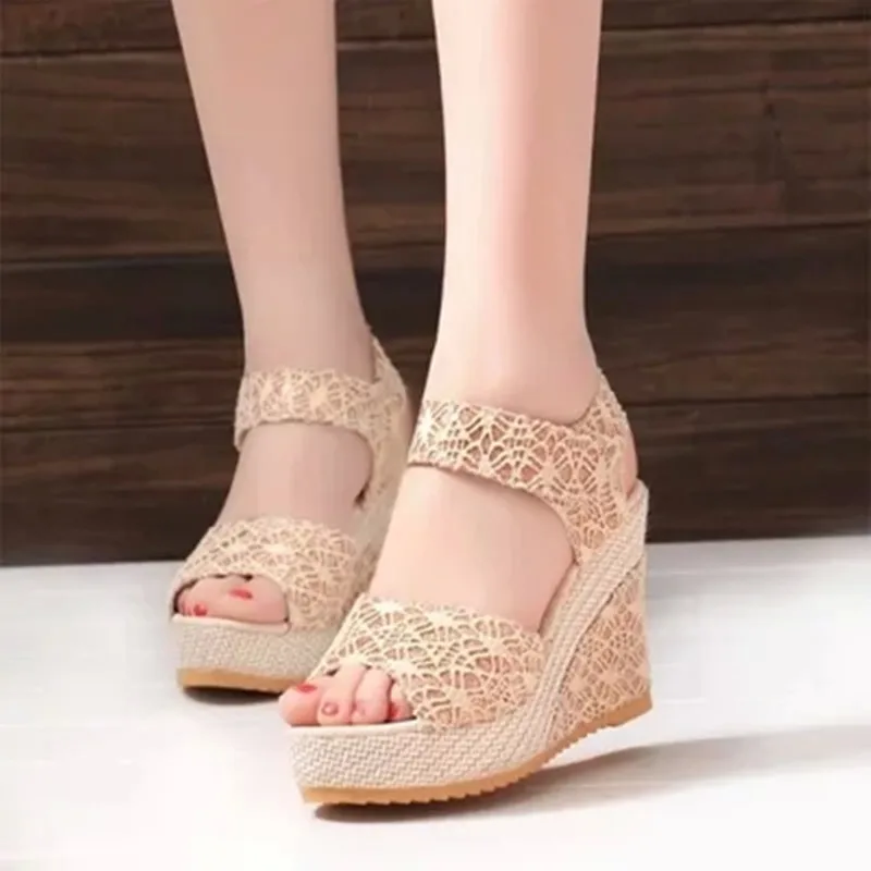 Women's Sandals High Quality Summer Wedge Waterproof Breathable Lace Hollow Solid Color Comfortable Non-slip Woman's Shoes
Women's Sandals High Quality Summer Wedge Waterproof Breathable Lace Hollow Solid Color Comfortable Non-slip Woman's Shoes
