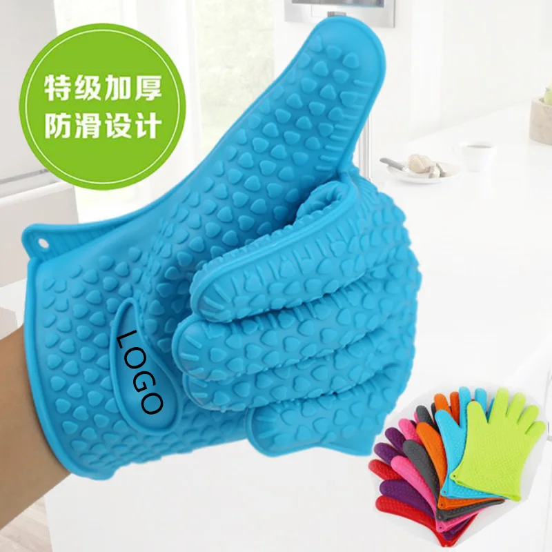 Image 2pcs Heat Resistant Kitchen glove Thick barbecue grilling glove Silicon BBQ Grill Oven Mitt Pot Holder Cooking glove