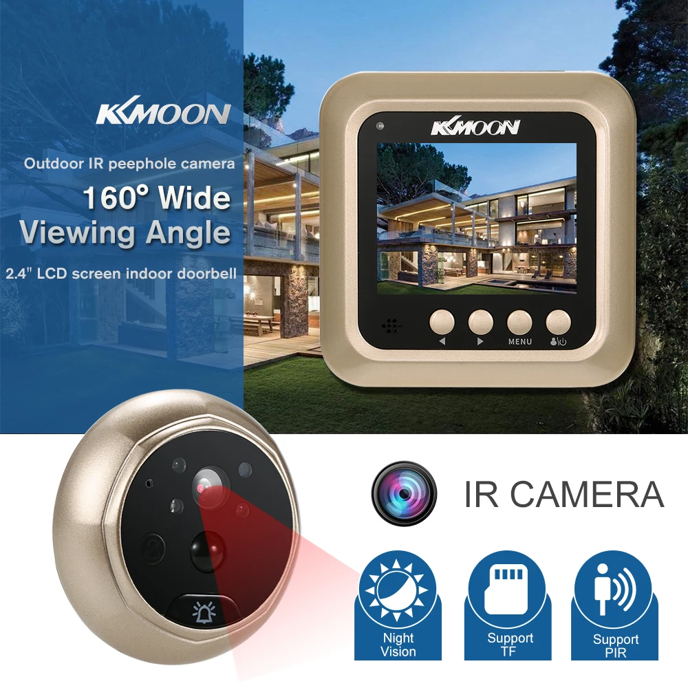 KKmoon 2.4" LCD Digital Peephole Viewer PIR Door Eye Doorbell Video Intercom HD IR Camera Night Vision PIR Motion Detection
KKmoon 2.4" LCD Digital Peephole Viewer PIR Door Eye Doorbell Video Intercom HD IR Camera Night Vision PIR Motion Detection