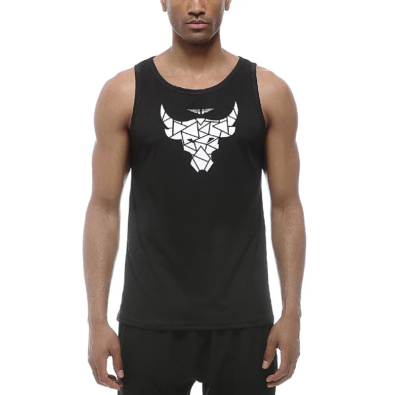 

Men Breathable Running Vest Bull Printed Sports Casual Workout Clothes Male Fitness Muscle Vest bodybuilding Sleeveless Tank Top